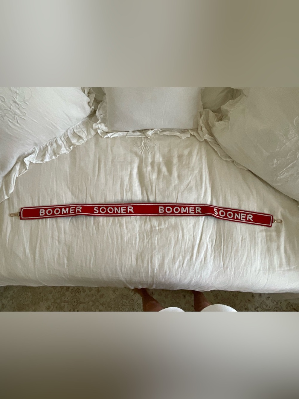 Oklahoma University (OU) Boomer Sooner Red Beaded Purse Strap - NEVER USED